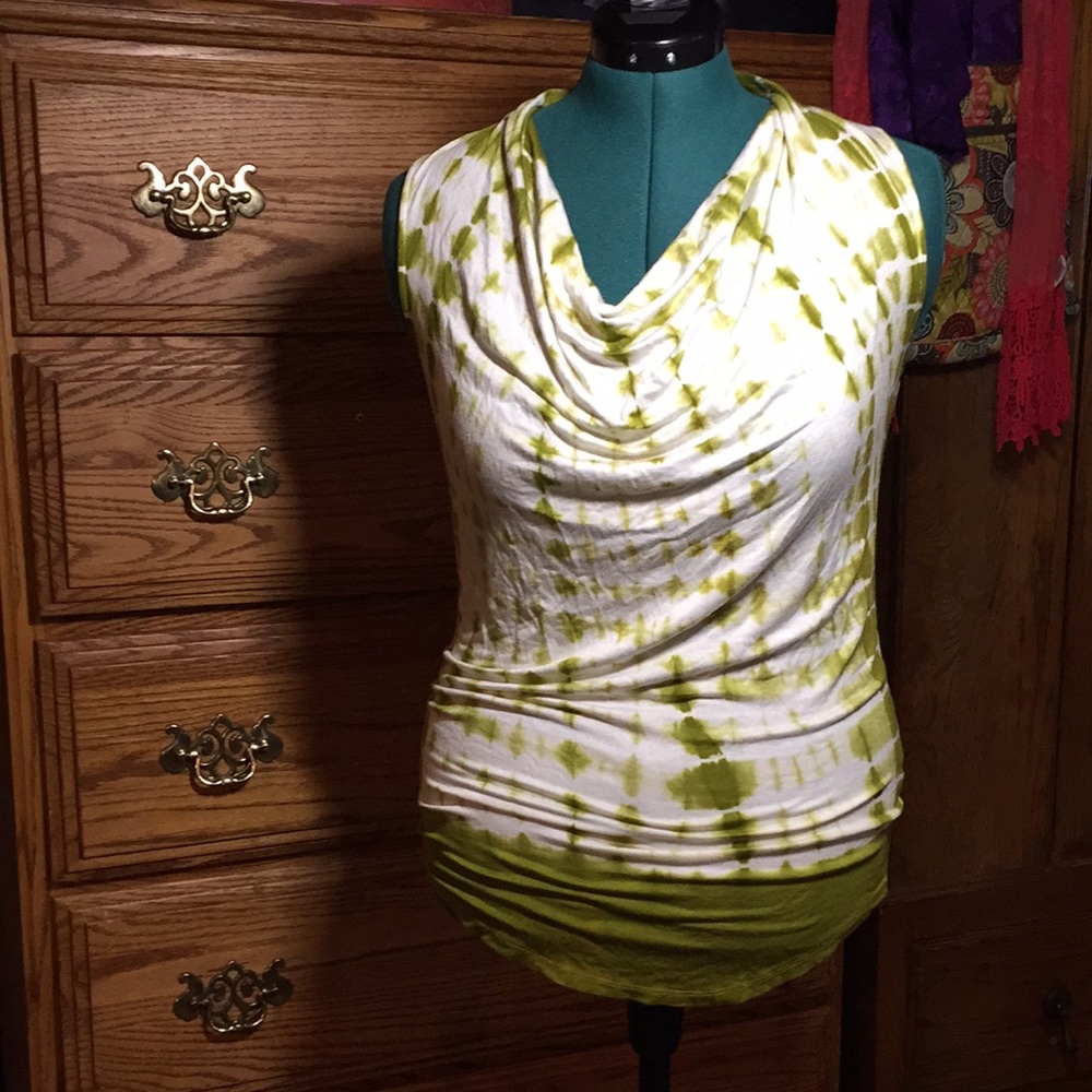 Soft Stretchy Green & White Tie Dye Blouse